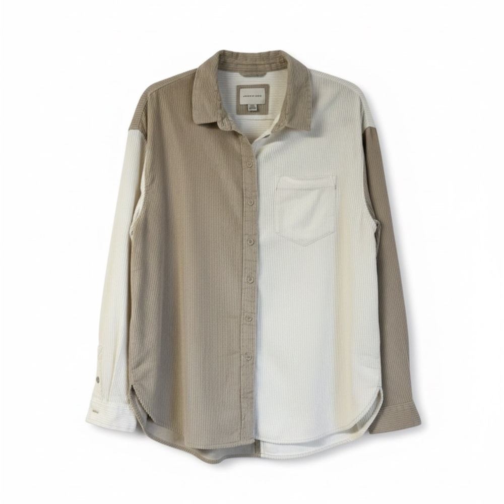 American Eagle Two-Tone Colorblock Corduroy Oversized Button-Up Shirt Size M